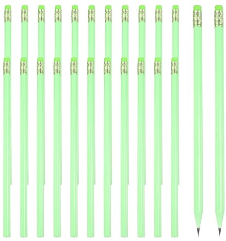 PATIKIL Runda pennor, 24 st triangel HB grafitpennor träpennor med suddgummi för klassrum kontor skrift ritningsmaterial, grön