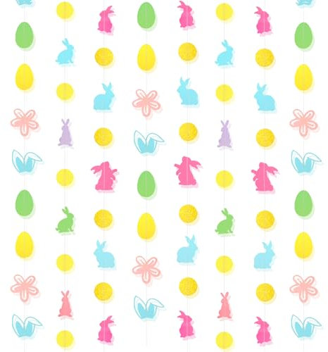 HOWAF 3 Pcs Décorations de Pâques Guirlande de Pâques, Guirlande de Lapin, Guirlande de Oeuf de Paques à Suspendre Oeufs de Paques pour Decoration Paques, Deco Paques, Lapin de Paques Decoration