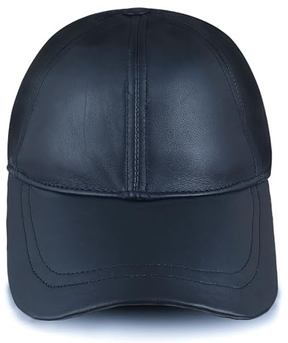 URBAN 5884 Cappellino in Vera Pelle Cappello da Baseball Uomo e Donna con Visiera, Berretto in Pelle Morbida