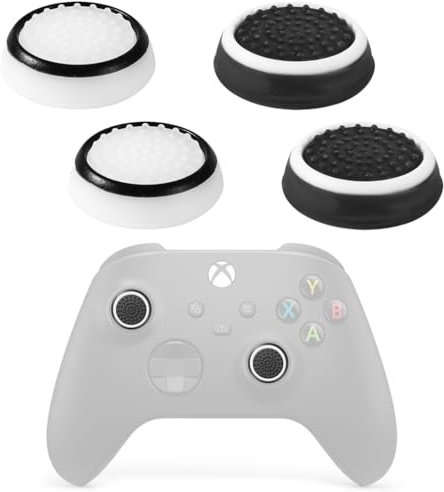 Grip Joystick ps5, PS5 Accessoires Capuchons en Silicone pour Manettes, Protege pour Manettes PS5 Noir & Blanc, Capuchon Joystick PS5, Accessoires pour Manettes PS5(4 Pièces)