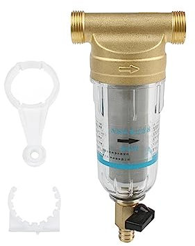 Reverse Osmosis System, Pré-filtre à eau en acier inoxydable, purificateur avant à manomètre, lavage à contre-courant en cuivre for enlever la rouille, tuyau de sédiments, nettoyeur indirect de boisso