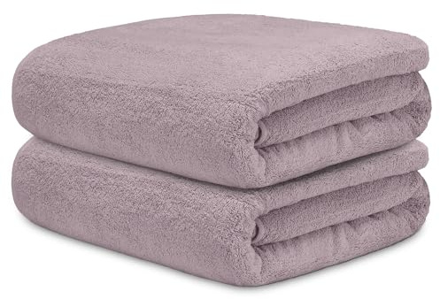 DECASATEXTIL Juego 2 Toallas Baño Grandes 70x140cm Algodón 450g/m² – Suaves y Absorbentes – Toallas de Ducha para Hogar, Gimnasio o Hotel (Lila)