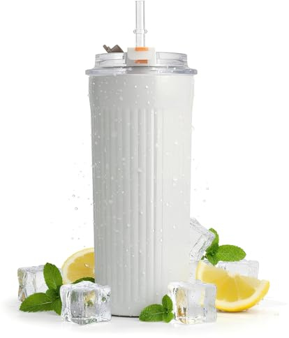 Zimoer Tazza Termica 500ml in Acciaio Inox 316 – Bicchiere da Caffè Portatile, Termos Isolante Senza BPA, Copertura a Prova di Perdite per Ufficio, Viaggio, Outdoor, Caffè, Tè, Smoothie(Crema)