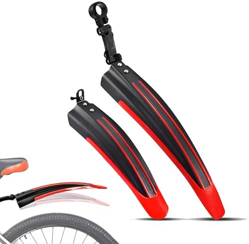 HKSOPC Garde Boue de Vélo Set pour Cannondale Trail Neo 3 2024, 20-26 Pouces Réglable Garde-Boue pour Vélo, Épaissir Élargir Connexion Rapide Ailes Avant et Arrière,C Red