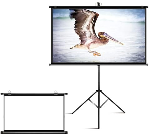 Projector Screen with Stand - 60/72-Inch Portable Fold-Out Rollup for Home Theater and Backyard Movie Parties