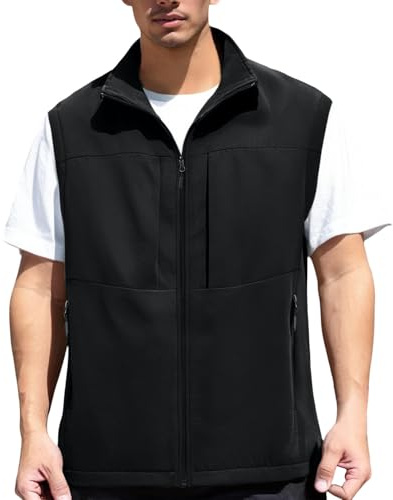 Generisch 2026 Men's Loose Outdoor Leisure Fishing Vest Pocket Work Vest Sleeveless Vest Jacket, black, 5XL