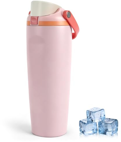 ZAKVOP Botella Agua Acero Inoxidable 900 ml, Botella Termica con Pajita y Tapa 2 en 1, Termo con Asa, Botella Isotérmica Antifugas para Gimnasio, Deporte y Uso Diario, Cantimplora y Water Bottle