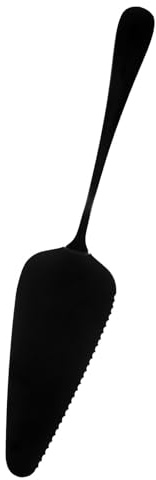 SHINEOFI Paletta per Torte Lama Seghettata in Acciaio Inox, Utensile da Cucina Nero Finitura a Specchio, per Pizza e Formaggi, Uso in Casa e Caffetteria