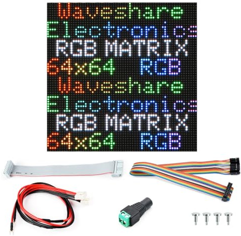 Waveshare RGB Full-Color LED Matrix Panel, 2mm Pitch, 64 × 64 Pixels, Adjustable Brightness, GOB Version