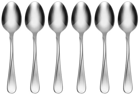 Oneida Silverware Set, Flight Everyday Flatware 6-Piece Teaspoons Set, Service For 6, Mirror Finish 18/0 Stainless Steel, Rust Resistant Dishwasher Safe, Home & Kitchen Utensils (Silver 6 Pieces)
