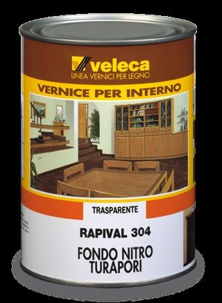 RAPIVAL 304 - Fondo Nitro Turapori Trasparente per Trattamento Verniciatura Base Mobili e Oggetti di Legno Nuovo o Vecchio Pulito LT.1