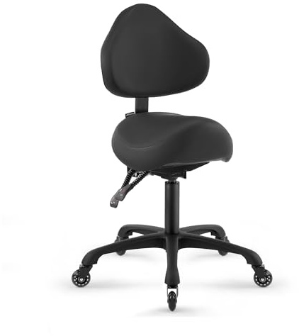 DR.LOMILOMI Pneumatic Swivel Rolling Saddle Chair with Wheels and Ergonomic Back Support for Hair Stylist, Dental Hygienist, Hygienic Clinic, Spa, Massage, Home, Office - 510 KOA
