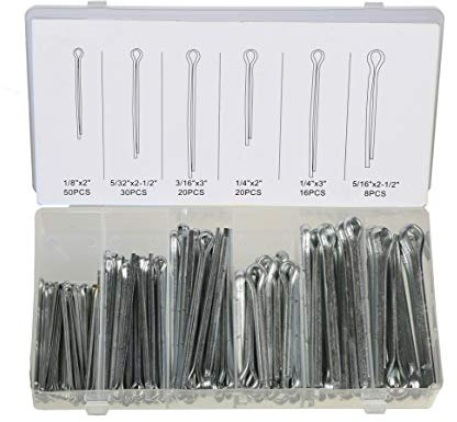 144PC Large Assorted Cotter Pins Extra Large Pin Assortment Cotter Keys Set