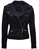ODCOCD Faux Suede Jacket for Women Long Sleeve Zipper Up Casual Outwear (CA/US, Alpha, Medium, Regular, Regular, Black)