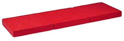 Chilly pilley Gästematratze 3-teilige Klappmatratze Faltmatratze Hochwertige 3 Teilige Memory Foam Schaumstoffkern & Abnehmbarem Bezug (195 x 60 x 10, Rot)