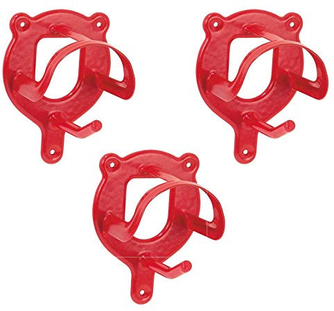 PFIFF 001109 Trensenhalter mit Zusatzhaken, Metall pulverbeschichtet, rot 3er Set