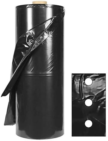 ESTO Telo Pacciamatura Passo 30, Varie Misure Fino a 1000 Metri, Telone Nero Film Pacciamatura Pacciamante Elastico Tessuto Anti Erbacce 80 cm/50 mt