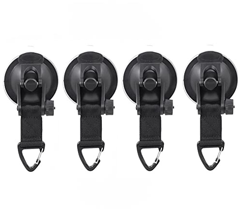Alnicov Heavy Duty Suction Cup Anchor with Securing Hook,Camping Tarp Accessory for Camping Car Van Truck Boat and Home(4pcs,Black)