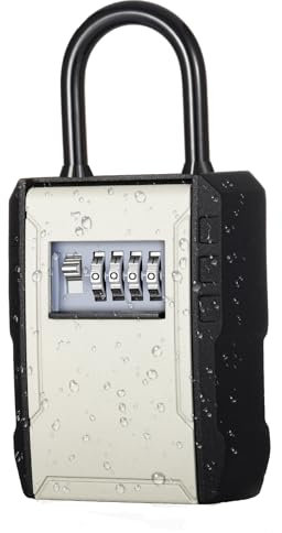 ZHEGE Key Safe Outdoor, 4 Digit Combination Lockbox for Keys, [Free of Installation] [Enhanced Security] Weatherproof Keysafe Outside, Door Key Safe Box [7 Keys](Grey)