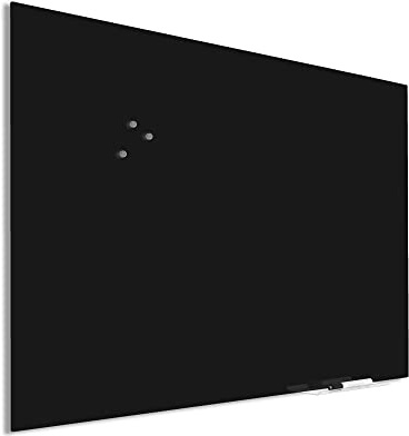 IVOL Design Premium glasbräda – magnetisk och skrivbar glastavla med dold montering – magnettavla (90 x 120 cm, svart)