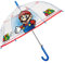 PERLETTI Super Mario Regenschirm Kinder Transparent Automatik - Durchsichtiger Kinderschirm Sturmfest mit Blauen Punkten Rotem Rand - Automatischer Regen Schirm Jungen Winddicht - Durchmesser 74 cm