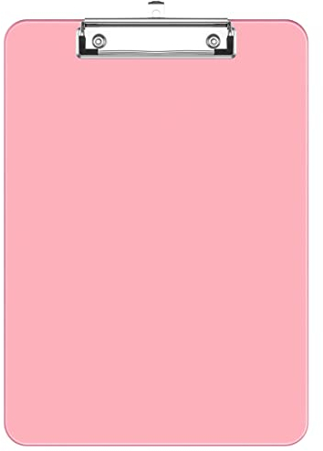 Hnogri Kunststoff-Klemmbrett, Standard A4 Letter Size Klemmbretter für Studenten, Büro und Frauen, Zwischenablage mit Stifthalter und Low Profile Clip, Größe 12,5 x 9 Zoll, (Rosa)