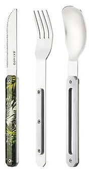 Akinod Elegant gourmet rakt bestick med magnetisk insats (kniv, gaffel och sked) - magnetiskt rakt bestick 12H34 mod. MIRROR Jungle