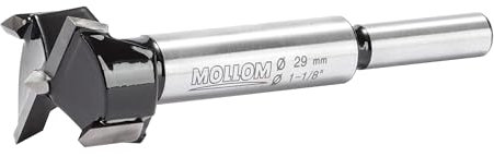 Mollom 29mm (1-1/8) Forstnerbohrer mit langlebiger YG8 Hartmetall-Dicke von 2,0mm für präzise Holzbearbeitung. Ideal für Hartholz, Kunststoff und Sperrholz