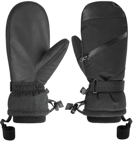 QKURT Skihandschuhe, wasserdicht Schnee WinterHandschuhe Touchscreen Ski Fäustlinge, Herren Thermo Schnee Handschuhe Winter kaltes Wetter Handschuhe für Outdoor Skifahren Laufen Radfahren Wandern