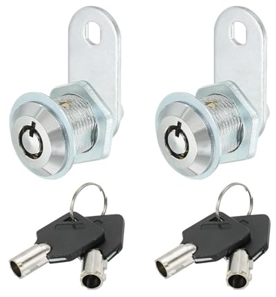 PATIKIL Verrou de Meuble avec Clé, 2 Pcs 4/5 (20mm) Cylindre de Verrou de Came à Clé Identique en Alliage de Zinc Chromé Serrures de Tiroir à Came Tubulaire Clé Amovible