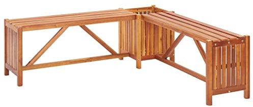 LLEZKBR Furniture select-Garden Banc d'angle avec pot de fleurs en bois d'acacia massif 117 x 117 x 40 cm