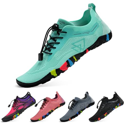 WateLves Scarpe da Bagno Scarpe da Acqua Donne Uomini Asciugano Velocemente e Indossano Velocemente Scarpe da Spiaggia,per Sub,Surf,Sport Acquatici,Escursionismo,Yoga,Oggi,Verde Chiaro 42 EU