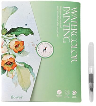 Cahier d'exercices d'aquarelle pour adultes | Kit de peinture aquarelle adapté aux débutants, livre d'aquarelle avec peinture 12 couleurs et pinceau, fournitures de peinture d'art