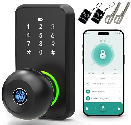 Linkthai - Serratura intelligente per porta d'ingresso, senza chiave, con tastiera touchscreen, manopola elettronica, serratura digitale per porta d'ingresso, facile installazione