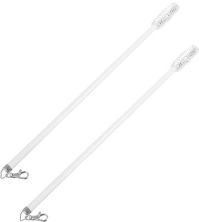 SHINEOFI Tirettes de Rideaux en Alliage D’aluminium Blanc Lot de 2 Baguette Manuelle Compacte et Robuste pour Tirer et Pousser les Rideaux
