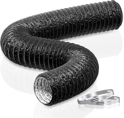 HG Power frånluftsslang Ø 100 mm längd 2,5 m flexibel PVC aluminiumrör ventilationsslang ljudisolerad värmeisolering aluminium flexslang frånluftsrör för frånluftsfläkt