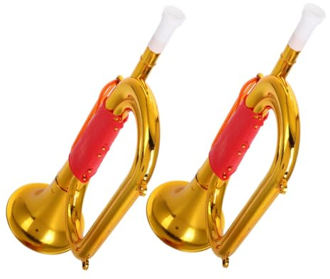 FUNNETOYU 2 Tromba Giocattolo per Corno Musicale in Plastica Strumento Simulato per Spettacoli Teatrali e Giochi Accessorio per e Design Portatile e Resistente