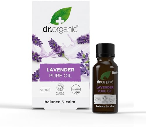 Dr Organic Lavender Essential Oil, 100% Pure & Natural, Soothe, Calm & Balance, Sleep Aid, Aromatherapy, Diffusers, Massage, Vegan, Cruelty Free, Paraben & SLS Free, Certified Organic, 10ml