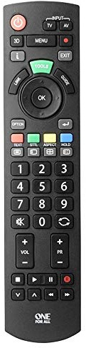 One For All Panasonic TV Replacement remote – Works with ALL Panasonic televisions – Ideal TV replacement remote control, black
