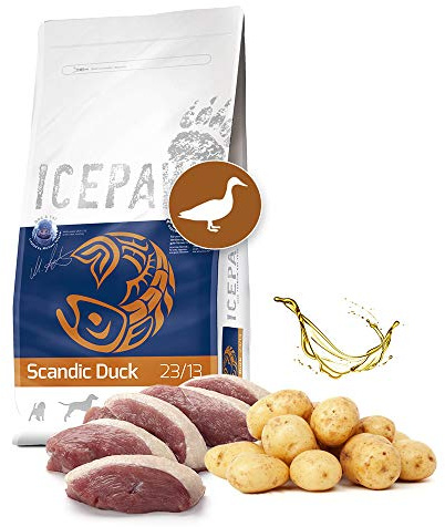 ICEPAW I High Premium Trockenfutter I Scandic Duck 4 x 2 kg I Mit Ente und Kartoffeln I getreidefrei I Für futtersensible Hunde