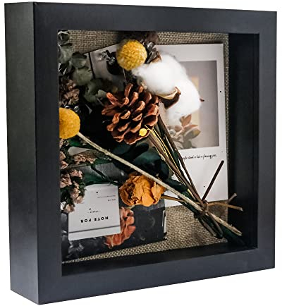 GraduatePro Cornice 3D 23x23 Profonda con vetro per Oggetti in Legno da Parete Tavolo Nero Regalo Decorativo