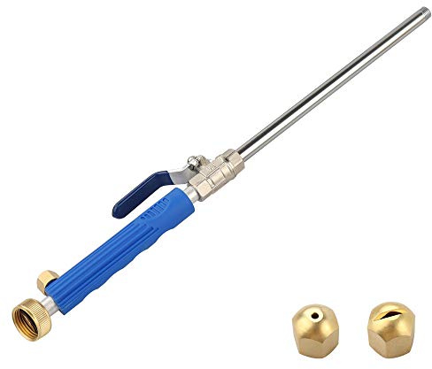High Pressure Power Washer Attachment Wand, Hydro Jet Water Hose Nozzle,Watering Sprayer Cleaning Tool, Wand Lance for Gutter Patio Car Pet Window Glass Blue