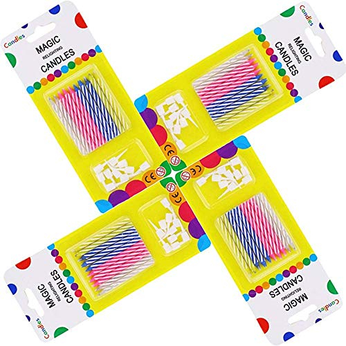 Magic Relight Geburtstagskerzen - 40 Stück Kuchenkerzen Fun Prank Kit Kuchen Tricks und Dekorationen Trickkerze für Geburtstag, Party, Weihnachten, Feier