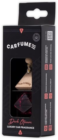 Carfume Dark Opium Car Air Freshener Original | Premium Floral Mix, Musk & Vanilla Fragrance | Luxury Pink Recyclable Scented Diffuser For Women - Odour Eliminator - Car Accessories