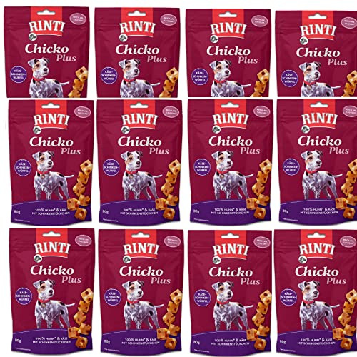 RINTI Chicko Plus KÄSE-SCHINKEN-WÜRFEL für ausgewachsene Hunde - VOLLE VE - 12 x 80g