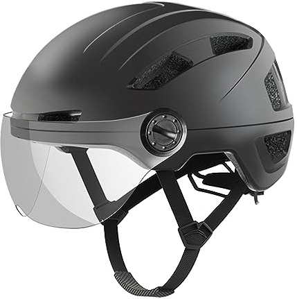 Men's and Women's Bicycle Helmet with Magnetic Visor, Removable Sun Protection Cap and Size Adjuster, Black Helmet for E-Bike, Mountain Bike & City Bike (M Protective Glasses)