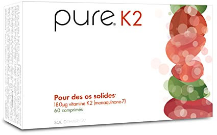 Pure K2 – 60 Comprimés Hautement Dosés, Comprimés Véganes, Pour des Os Forts, Contribue à une Coagulation Sanguine Normale