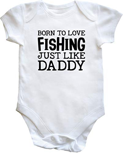 Hippowarehouse Born to love fishing just like daddy baby vest bodysuit (short sleeve) boys girls