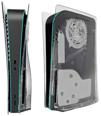 Hzxkqmil Ps5 Faceplate Cover Plates for PS5 Console Disc Edition, Replacement Shell with Cooling Vents Clear Face Plate Side Plates ABS Case Shockproof Accessories, Transparent