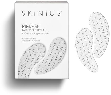 Skinius - RIMAGE Patches Contorno Occhi Riutilizzabili in Silicone con Cofanetto a Specchio - Eco Sostenibili Ideali per Contorno Occhi, Palpebre, Fronte, Labbra e Mani